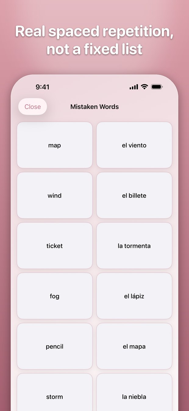 Hibázott szavak ismétlése / Reviewing mistaken words